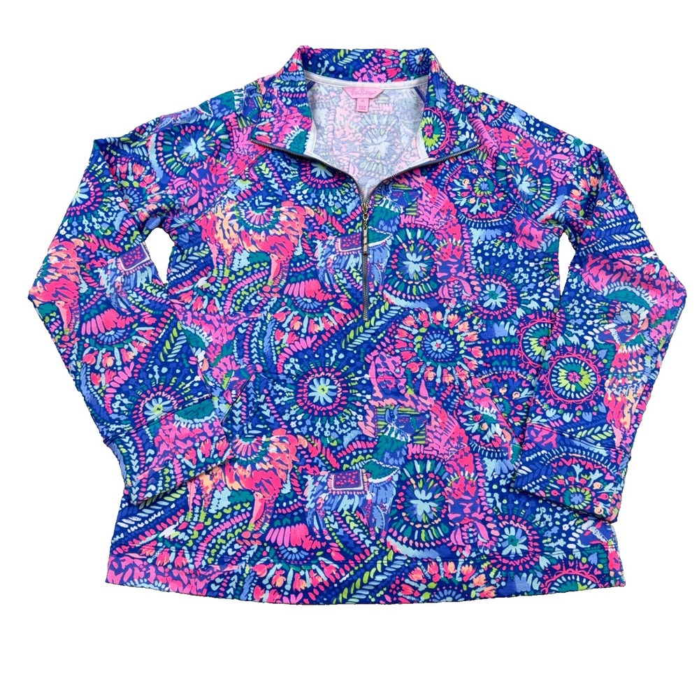 Lilly Pulitzer No Prob Llama Skipper Popover Women Medium Half Zip Jacket UPF